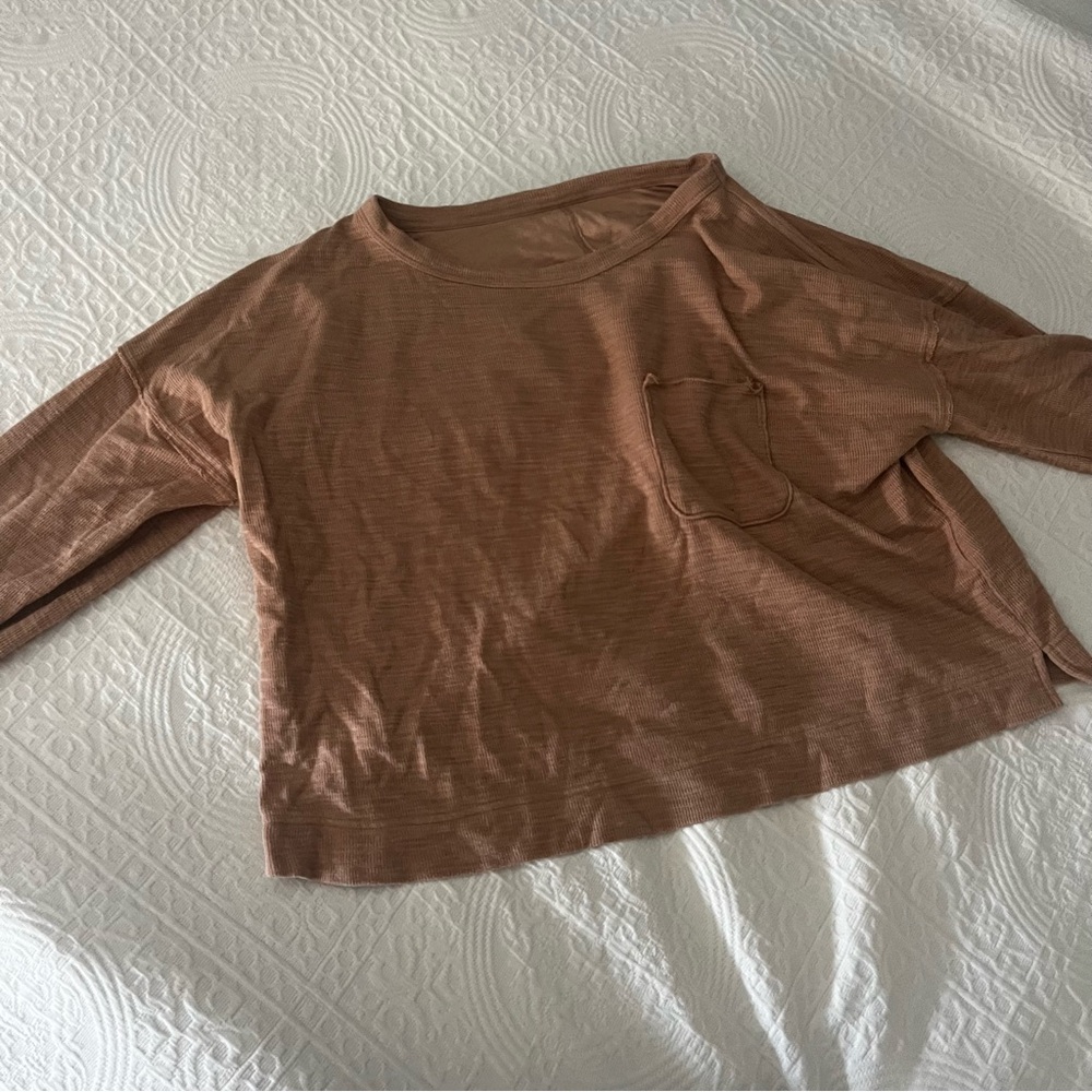 Aerie orange/beige long sleeve cropped sweater